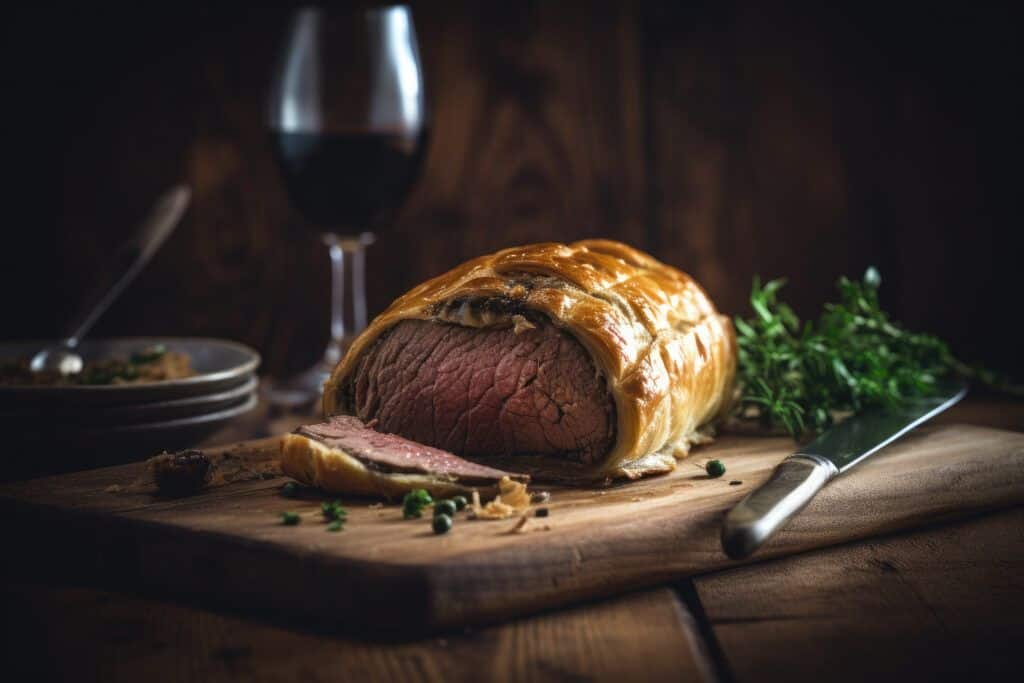 aurocha premium dry-aged beef wellington sirloin steak