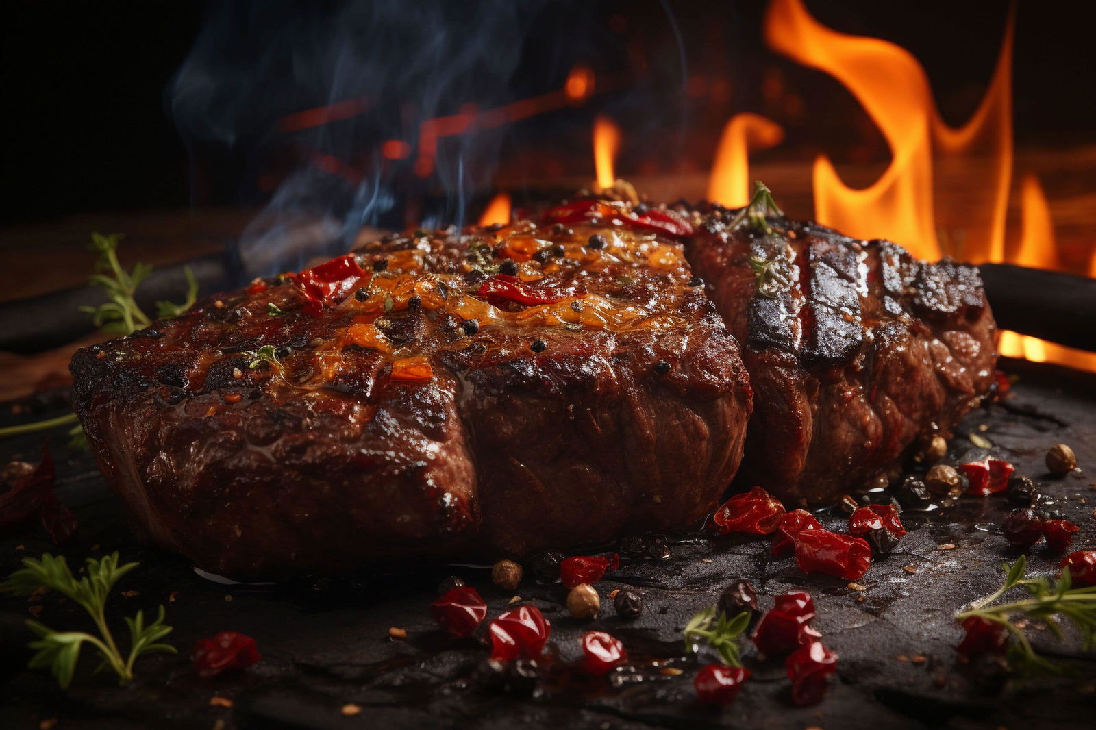carne de vaca carne premium madurada aurocha con fuego trasero