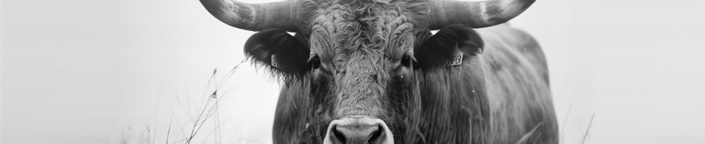 buey minhoto pastando en un campo